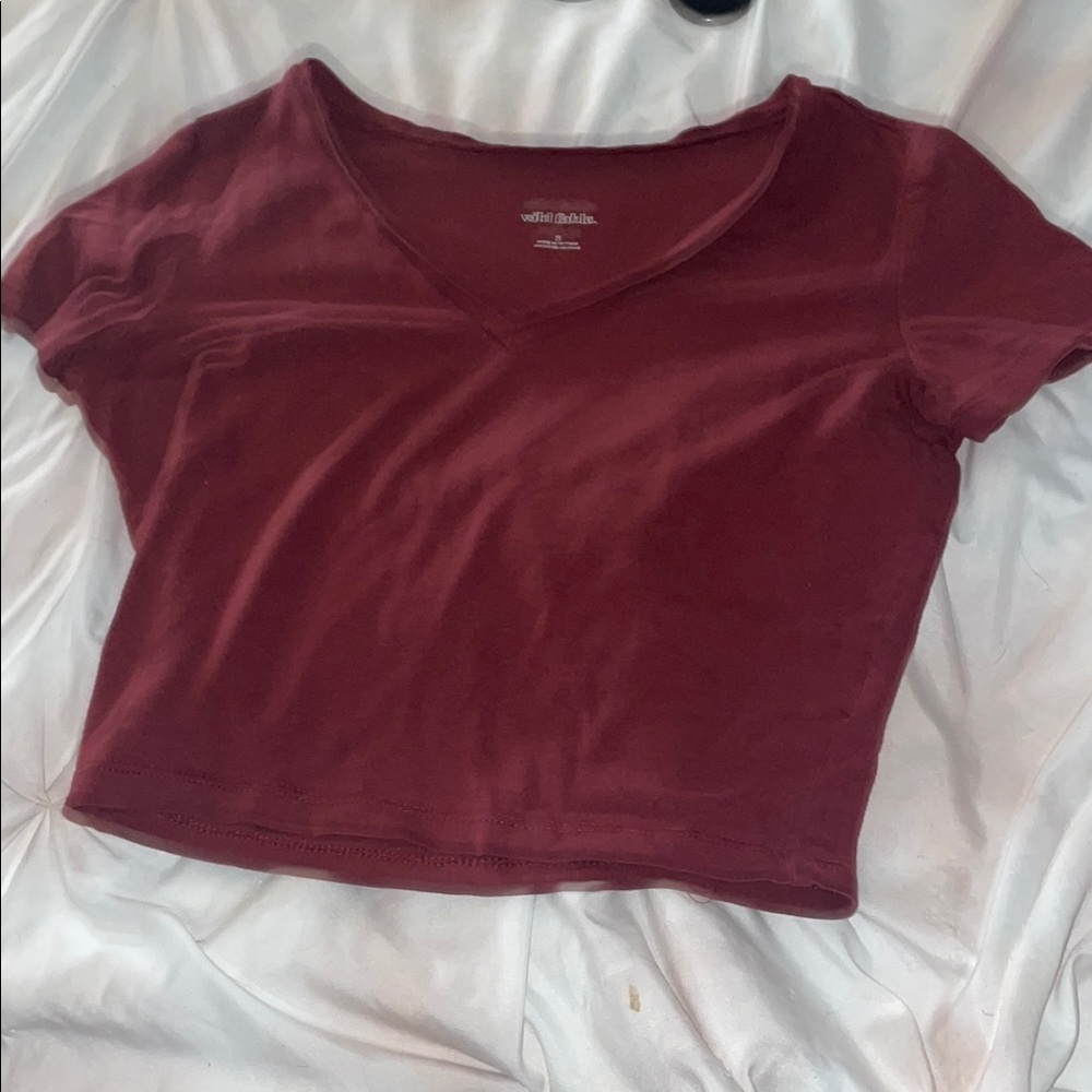 Women's V-Neck Maroon Top